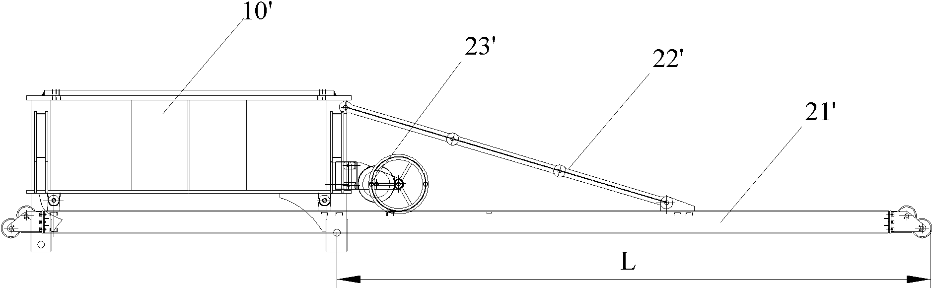 Telescopic importing system and crane with same