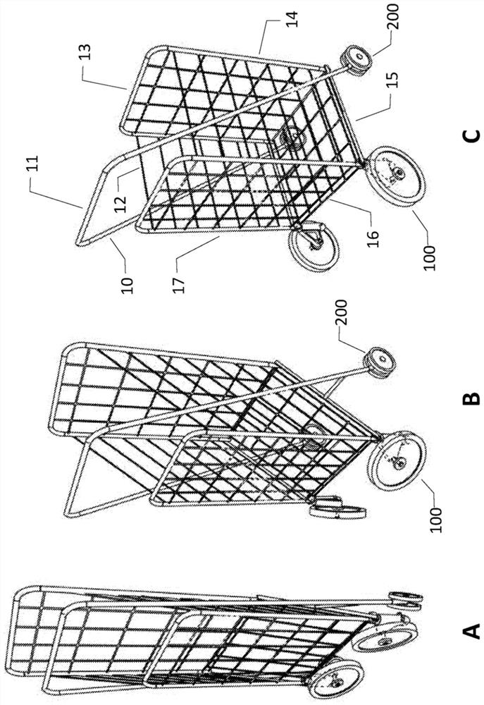 Foldable cart with deployable wheels