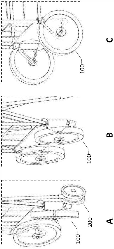 Foldable cart with deployable wheels