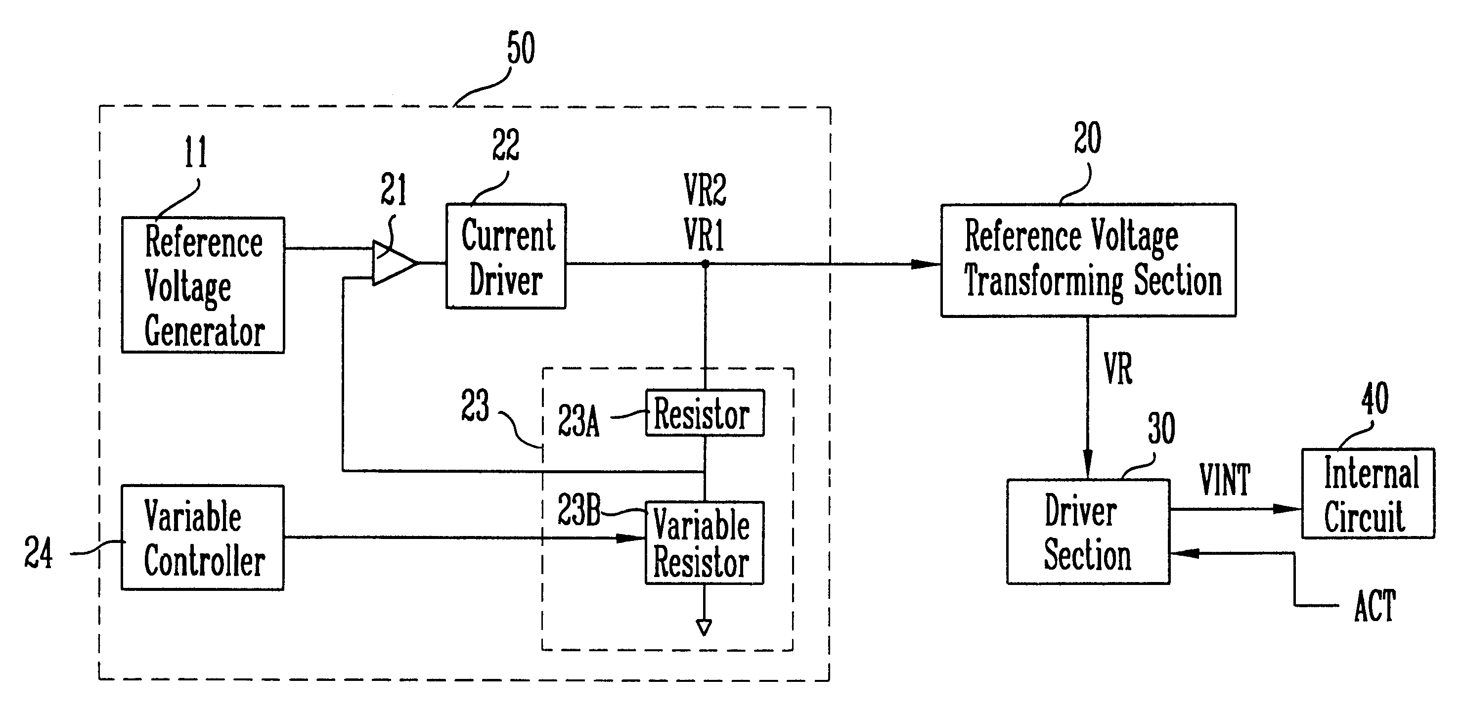 Internal voltage fall-down circuit