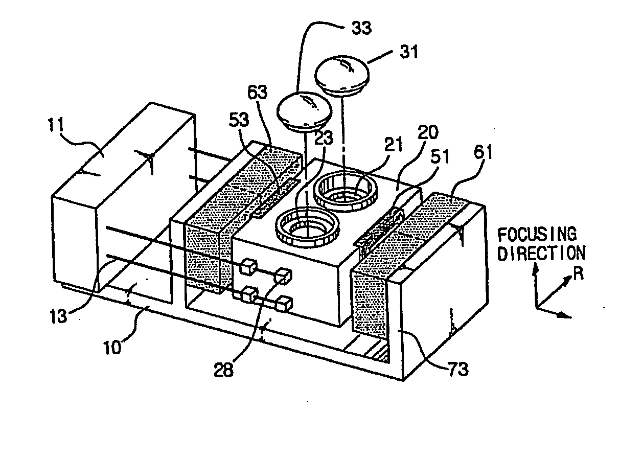 Optical pick-up actuator and method, and reproducing and/or recording apparatus with same