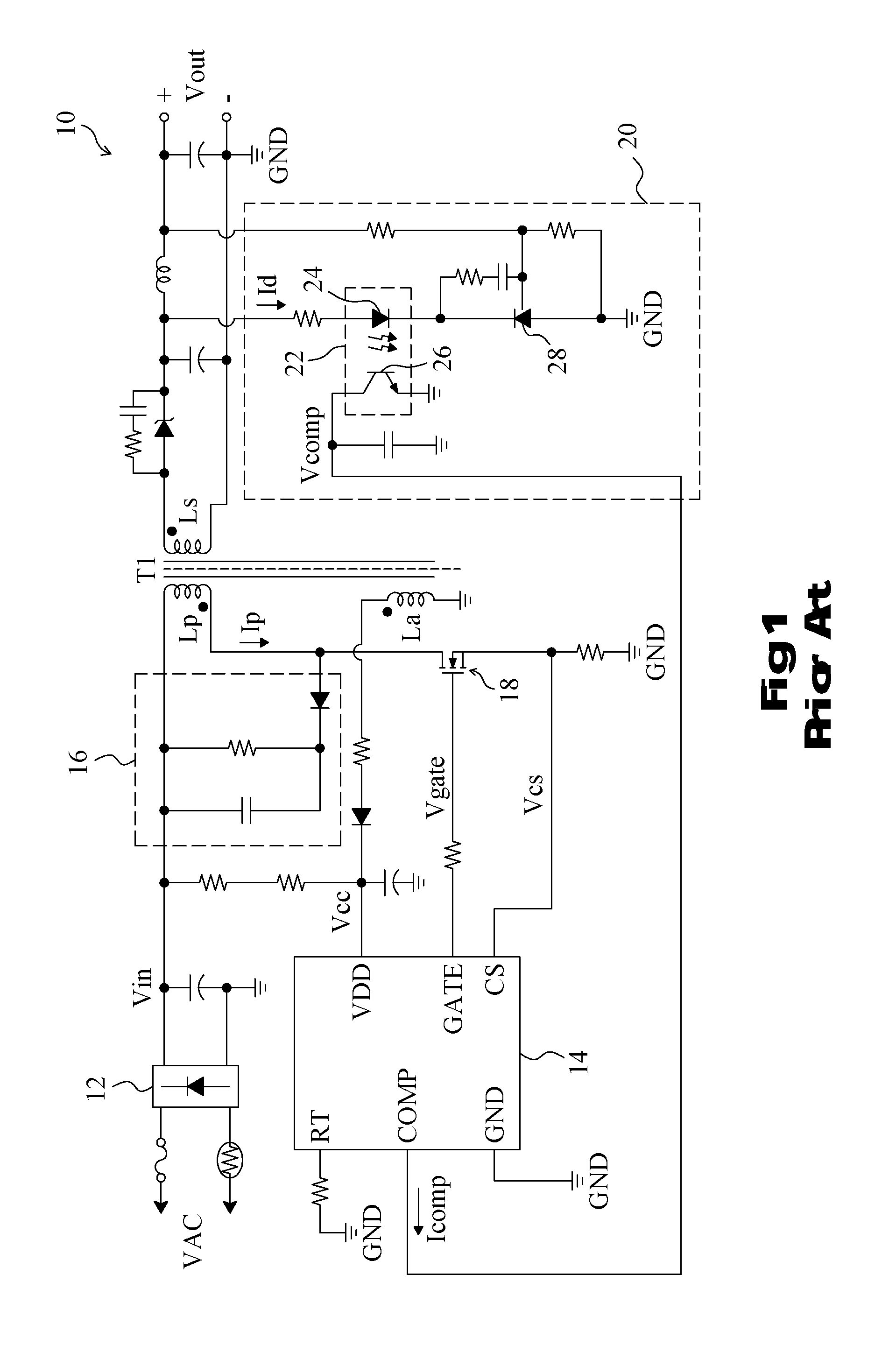Feedback circuit and control method for an isolated power converter