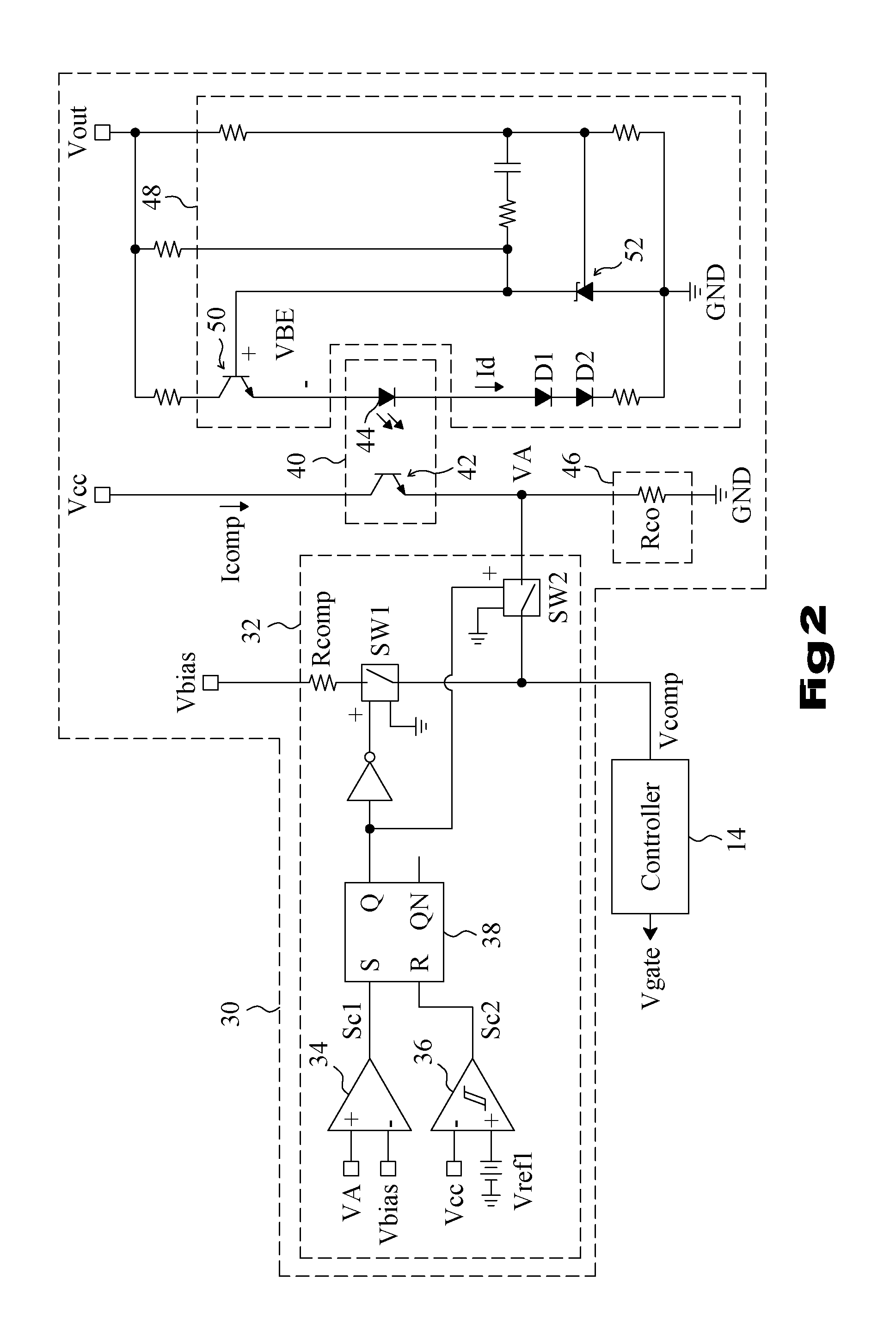 Feedback circuit and control method for an isolated power converter
