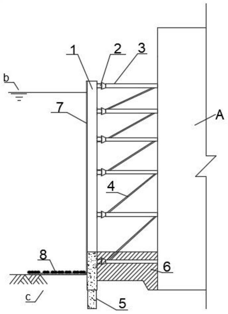 Steel pipe pile cofferdam structure of reservoir area in front of dam and construction method thereof