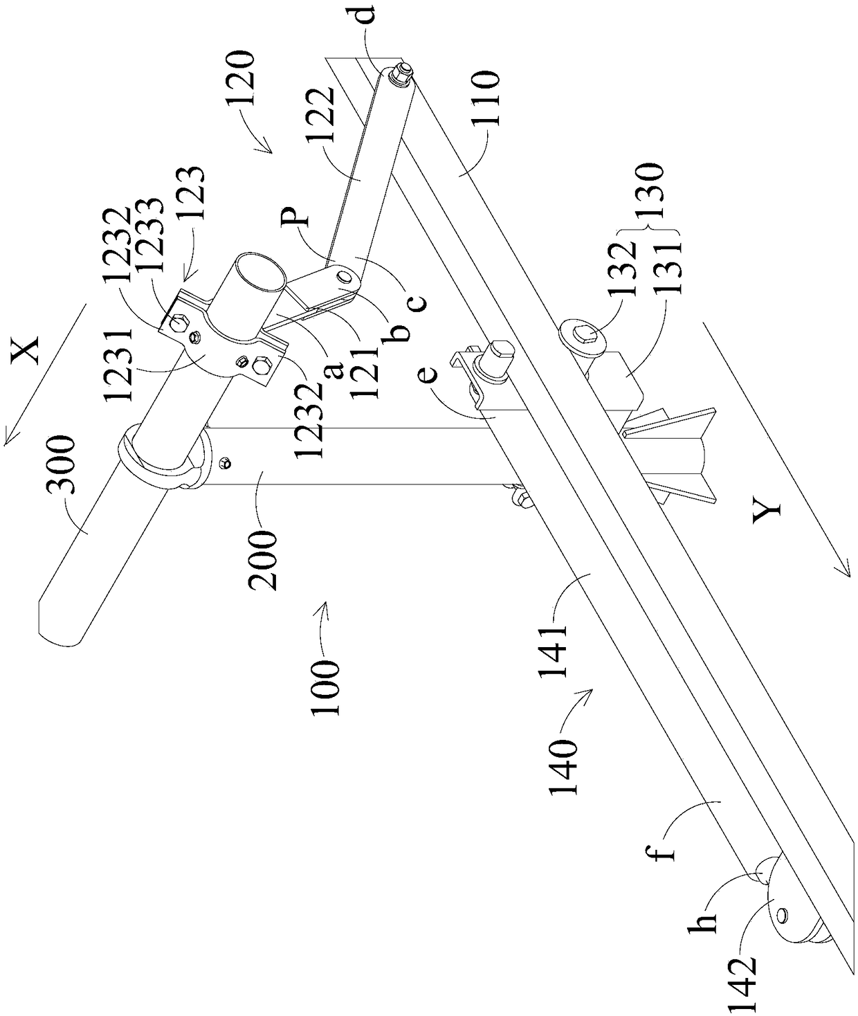 Angle adjustment device and swing arm type support with the device
