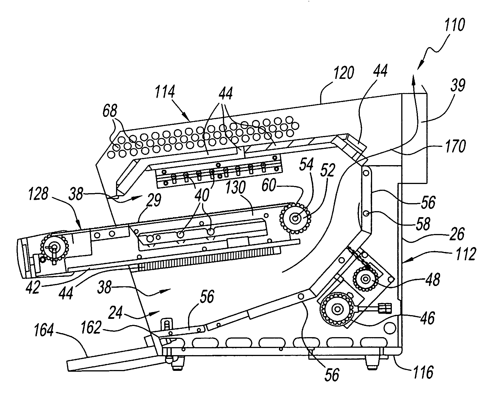 Angled conveyor for return toaster