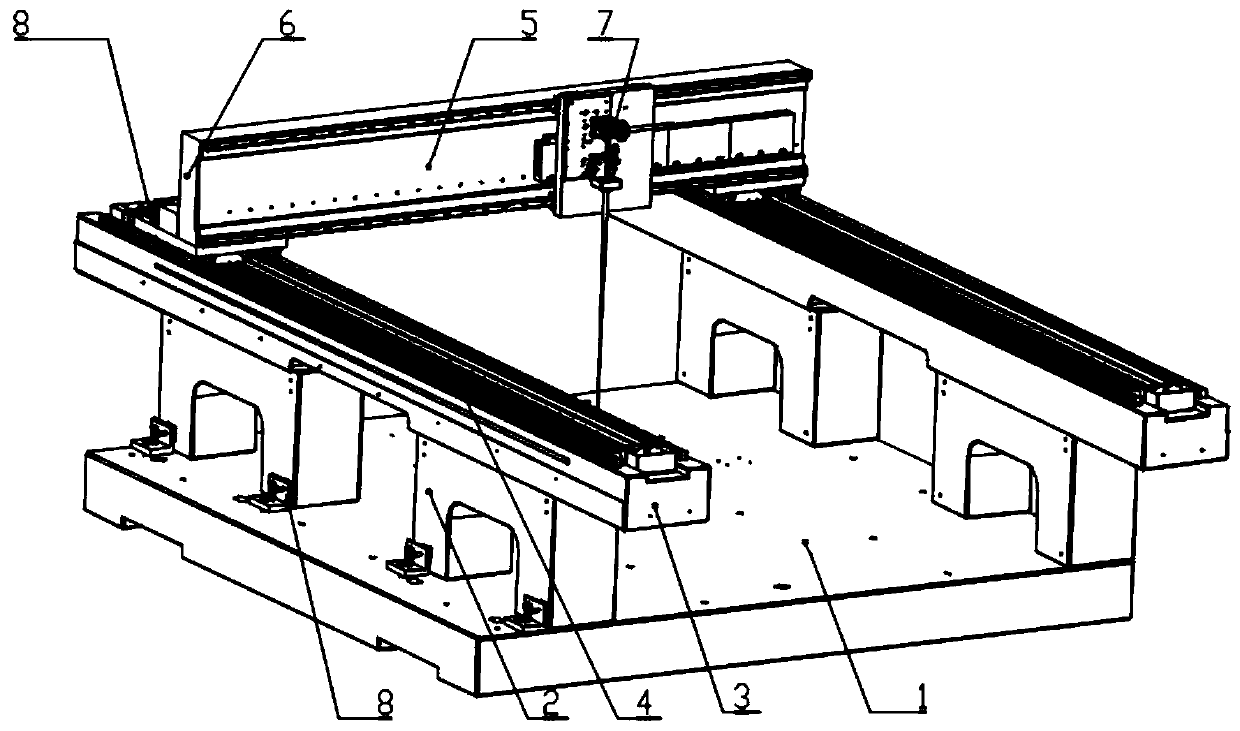 Gantry structure installation method of a large gantry machine tool