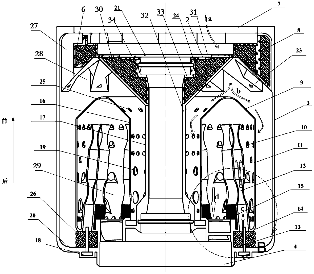 Combustion assembly structure of turbojet engine