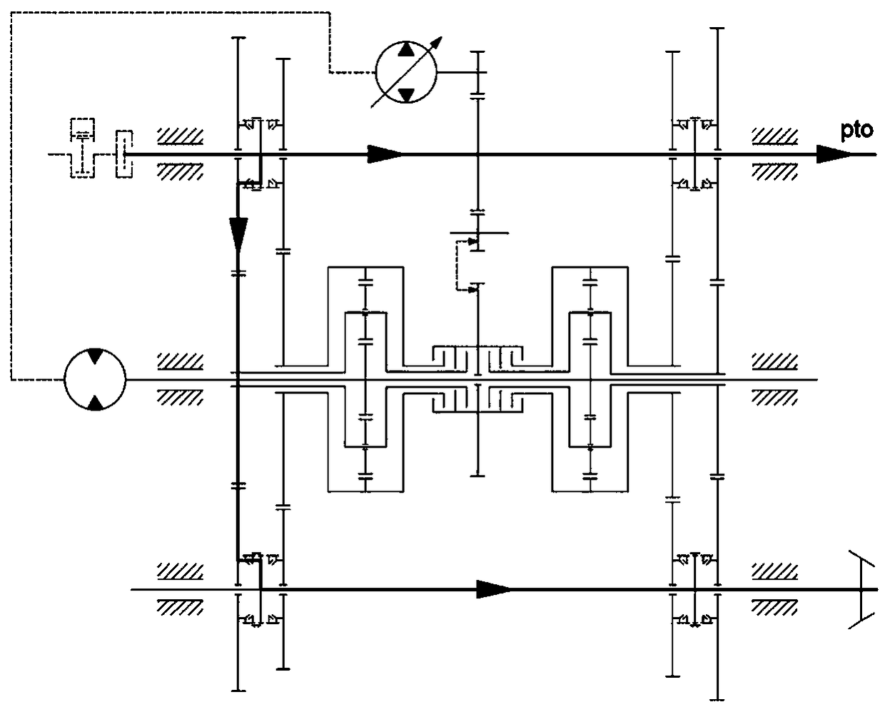 Double-planetary-gear-set multi-stage multi-clutch type hydro-mechanical continuously variable transmission