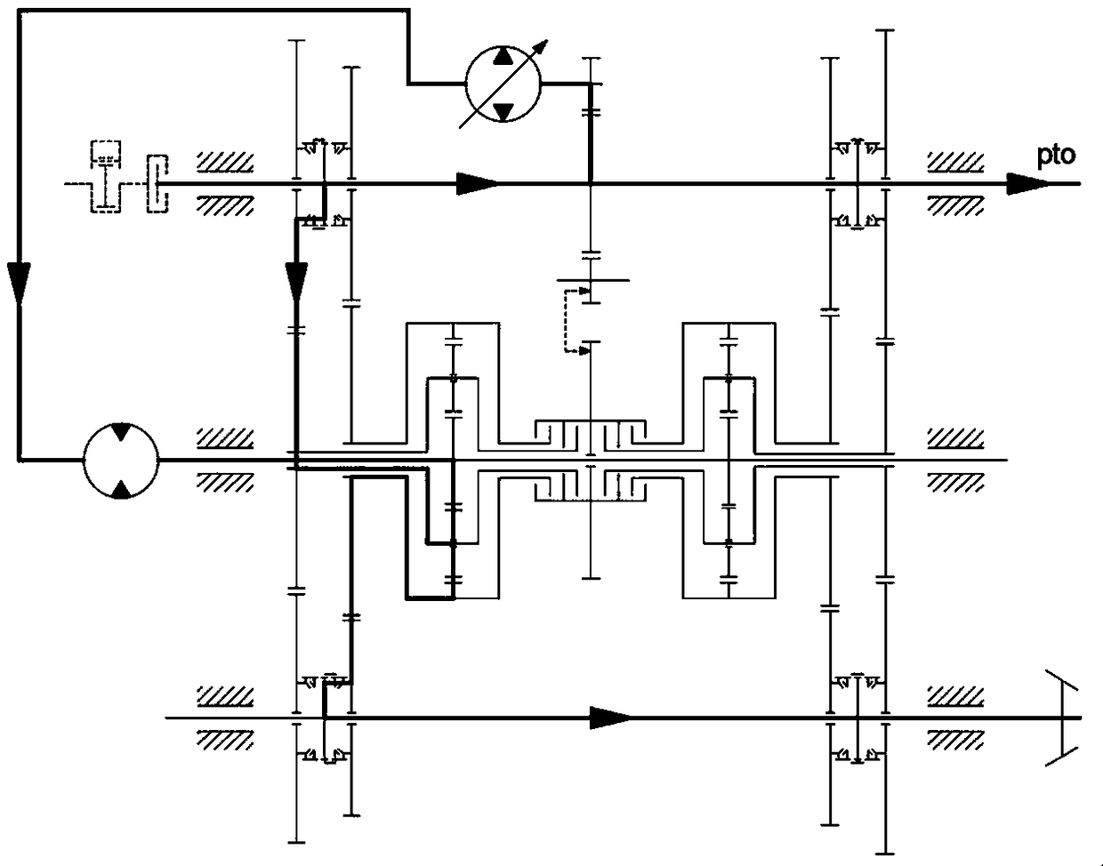 Double-planetary-gear-set multi-stage multi-clutch type hydro-mechanical continuously variable transmission