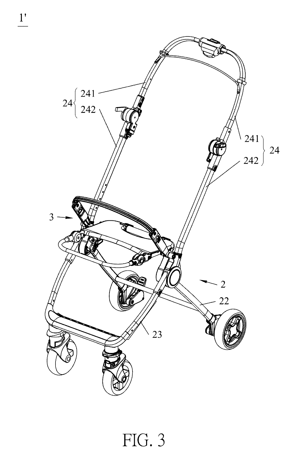 Baby stroller with a folding mechanism triggered by a child carrier
