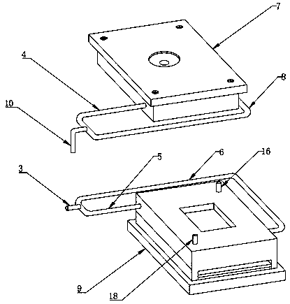 Concentric-square-shaped cooling device for injection mold