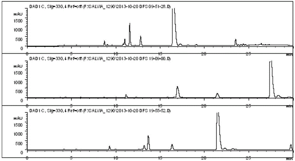 Salvianolic acid extract fingerprint spectrum and content measurement method of related components
