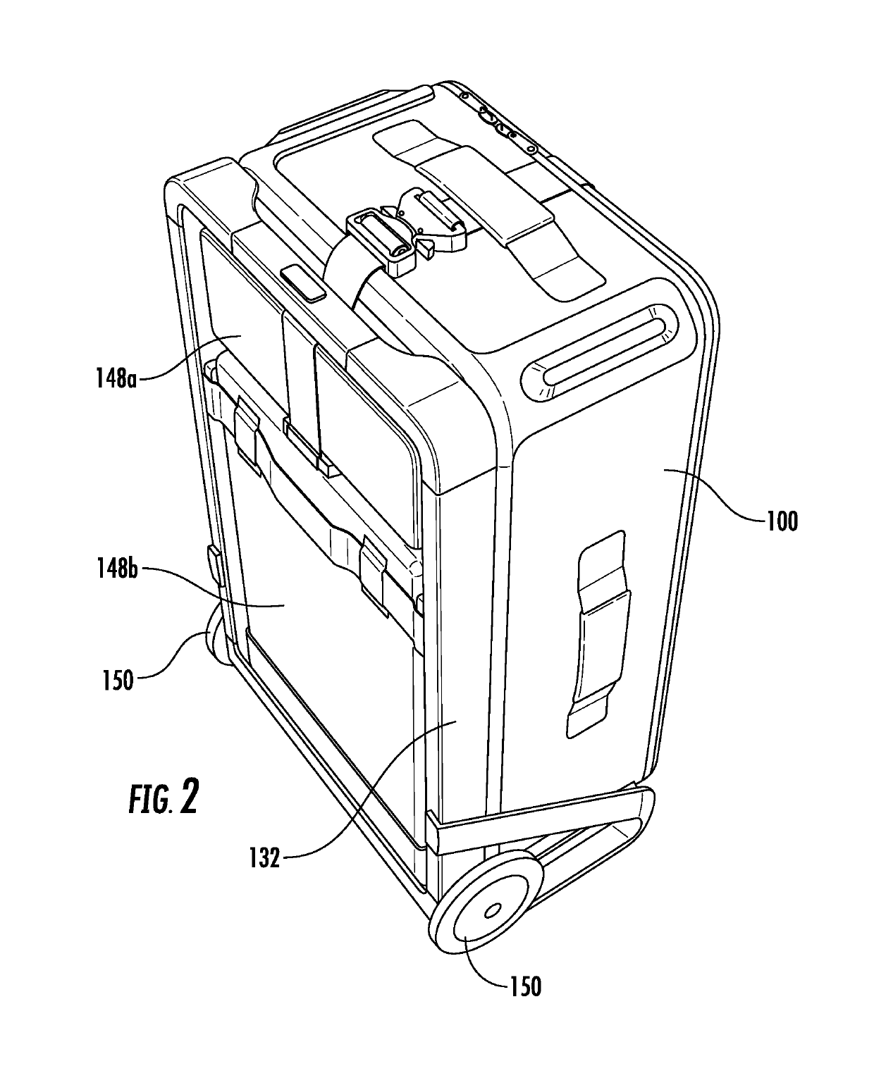 External frame luggage with fold-out computer case