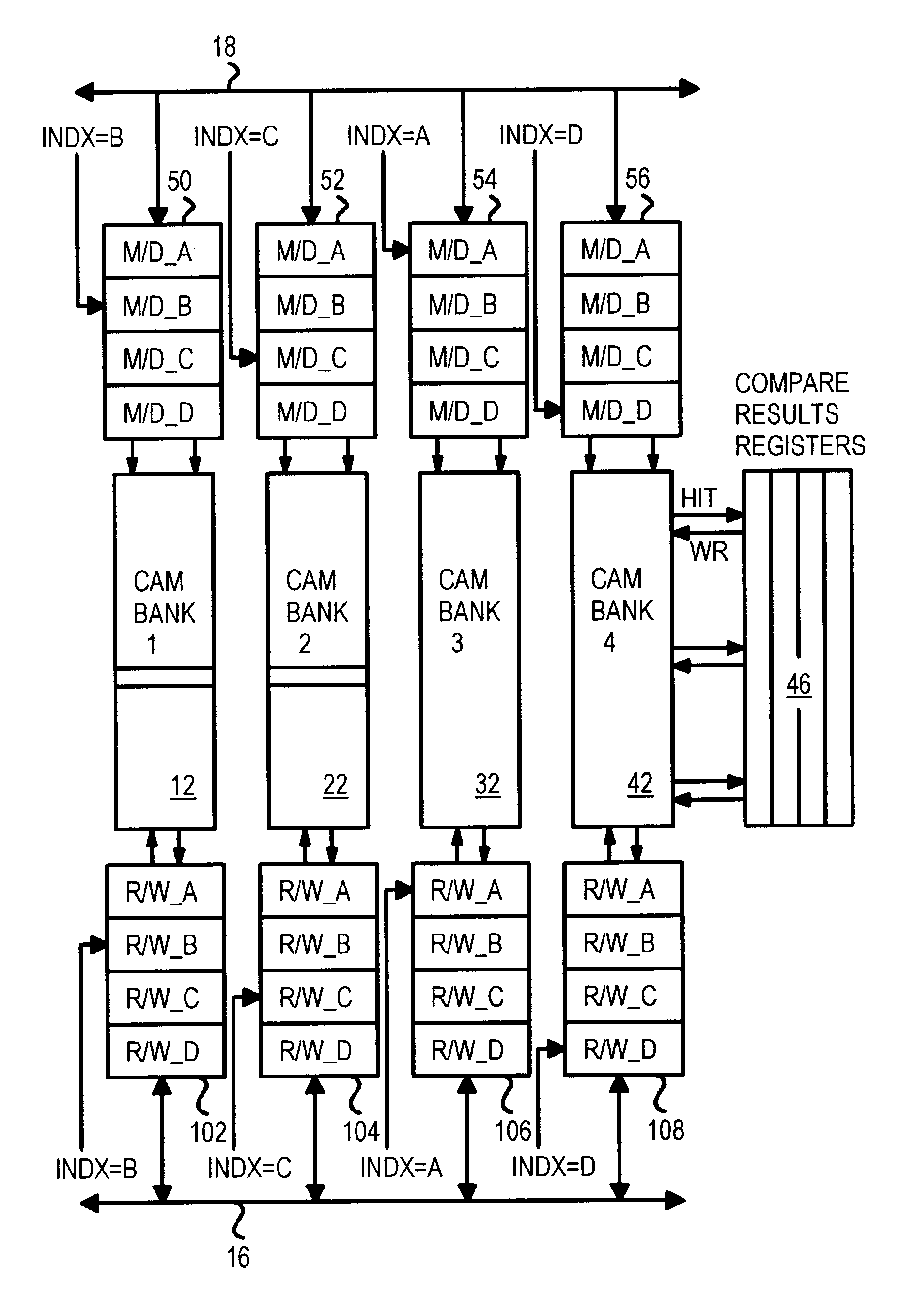 Hardware-assisted fast bank-swap in a content-addressable-memory (CAM) processor