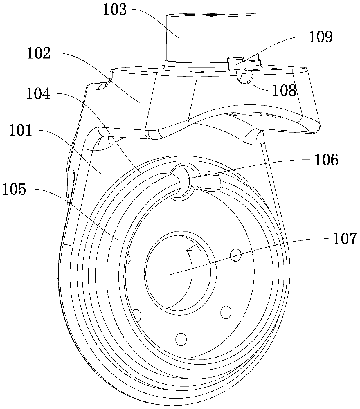 An electric forklift driving wheel