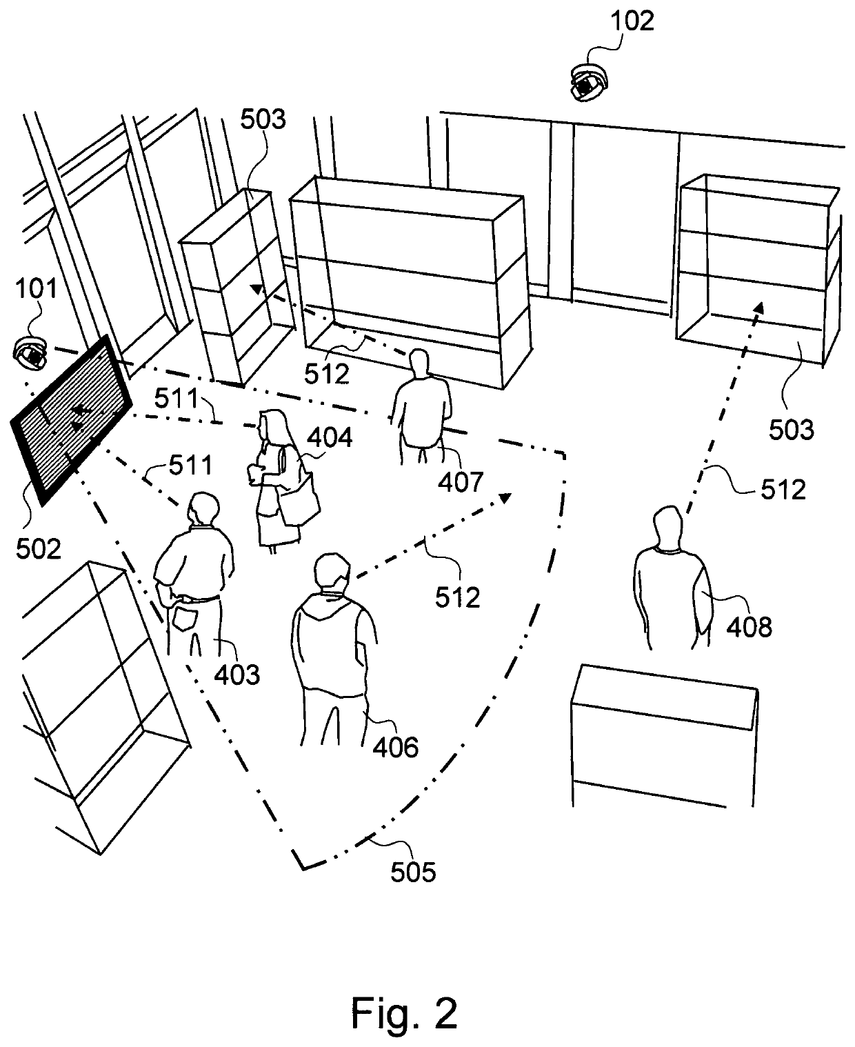 Method and system for measuring viewership of people for displayed object