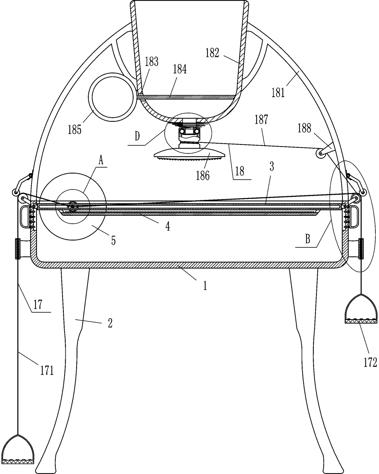 Pedal type dough kneading machine