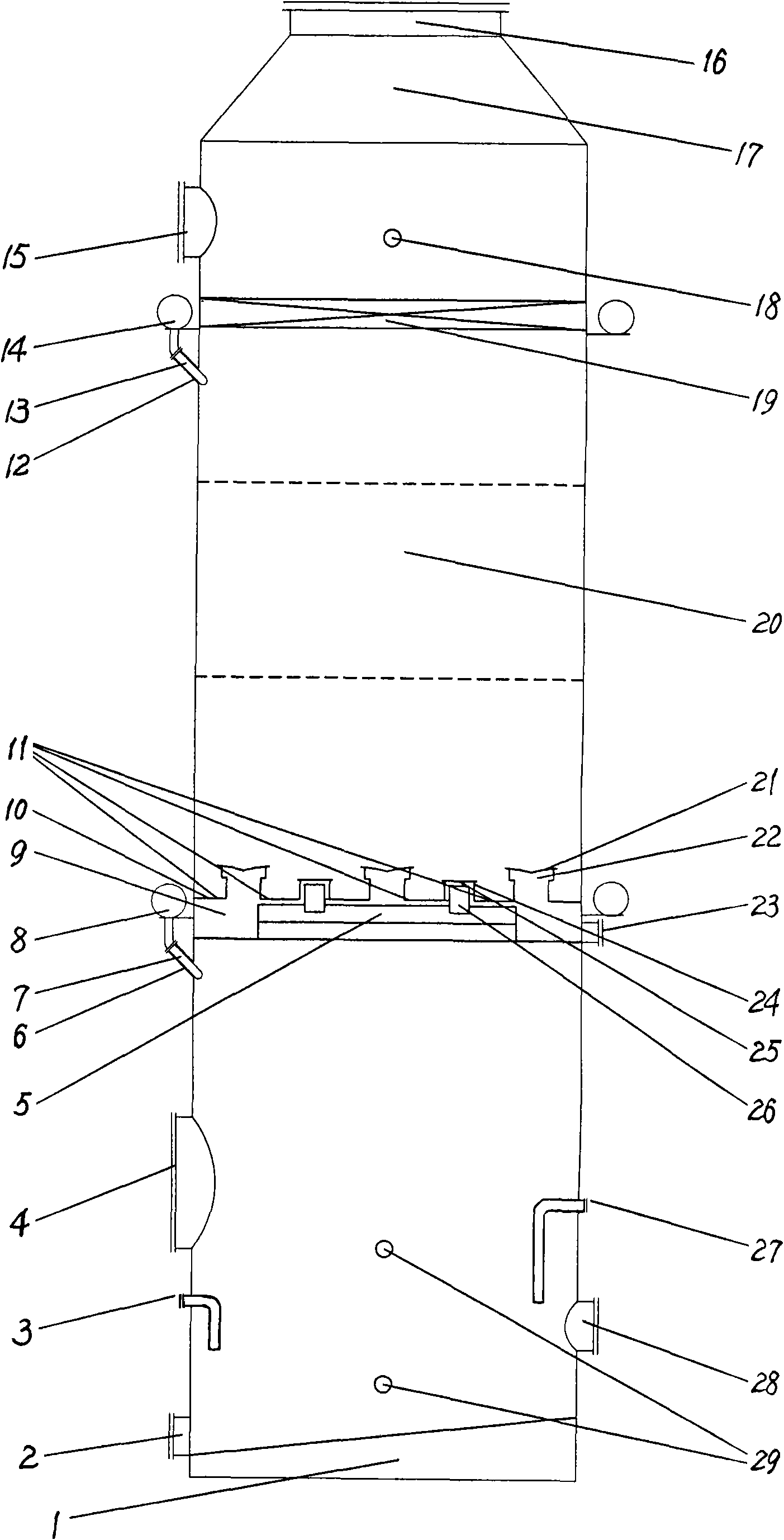 Absorption tower technical method of multi-stage spraying and desorbing ammonia in gas