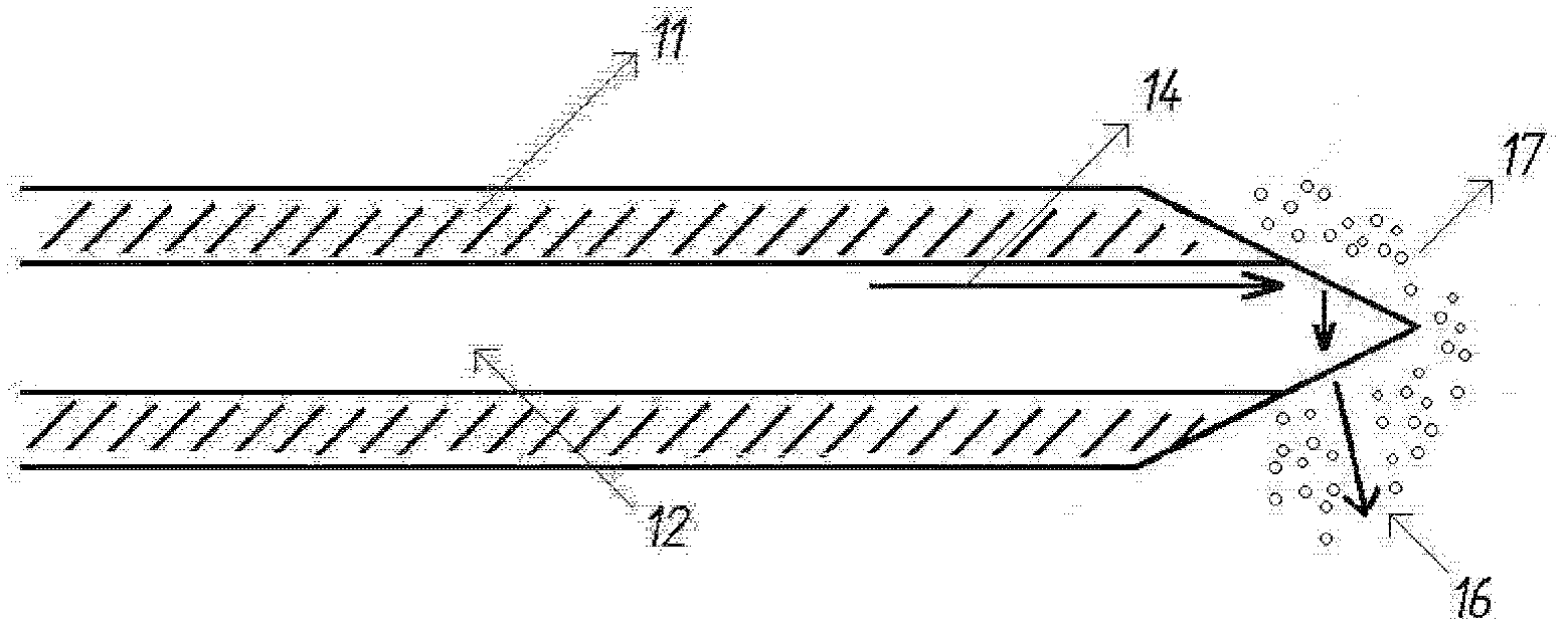 Medical laser treatment device and method utilizing total reflection induced by radiation