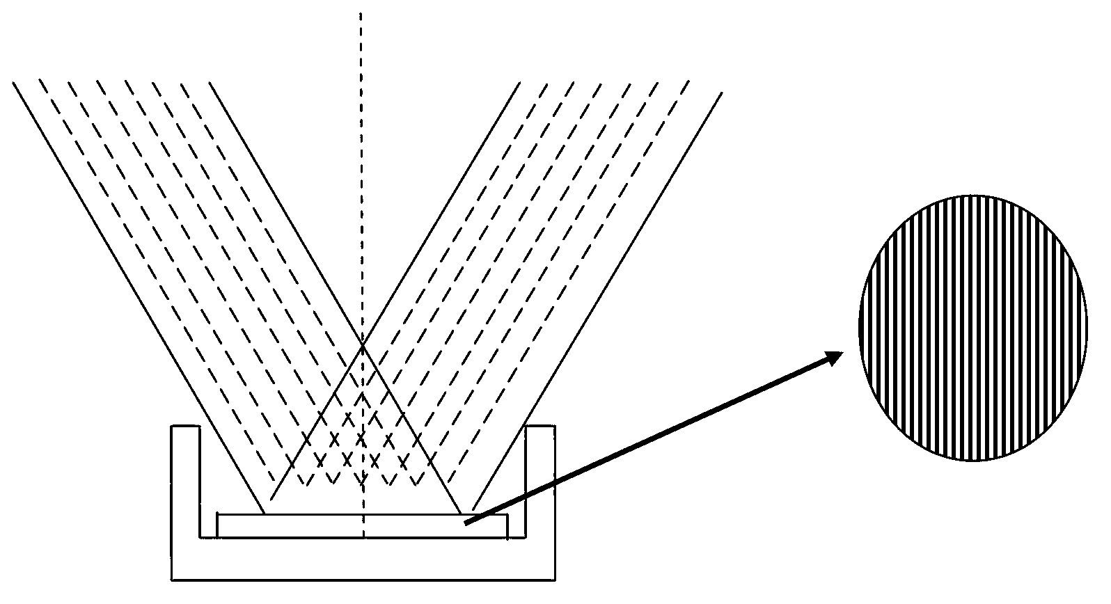 Method for implementing light emitting diode surface pattern preparation by using two-beam interference for assisting wet etching