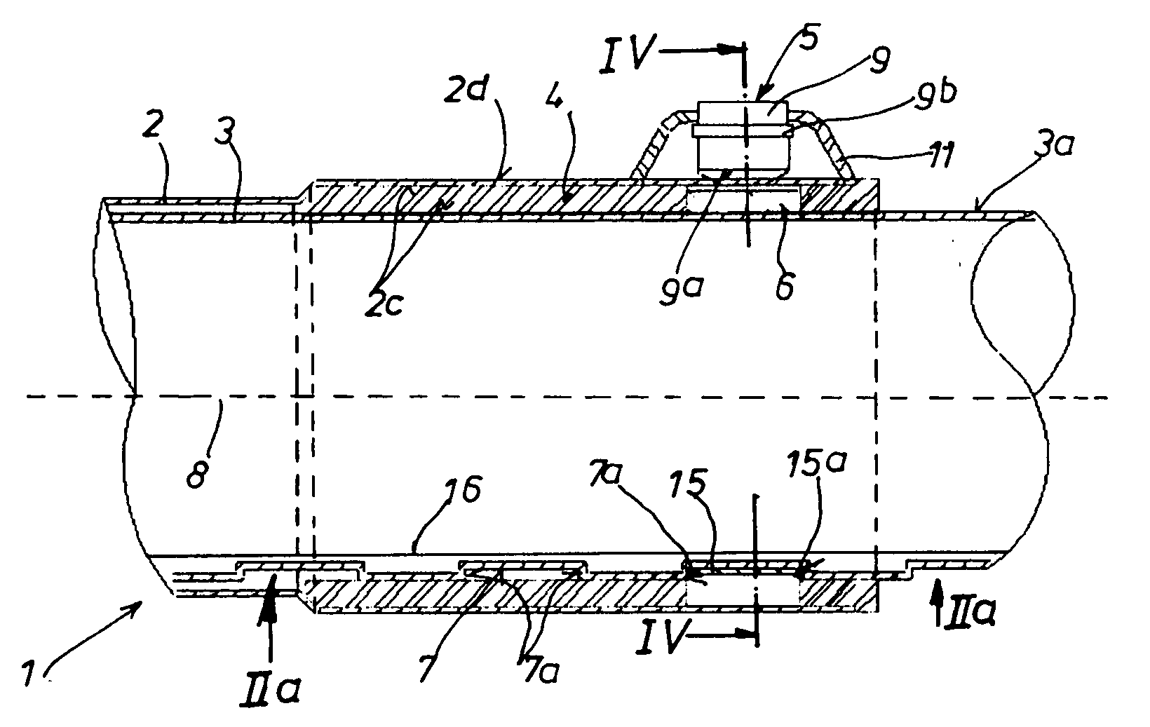 Telescopic vacuum cleaner suction tube with an interlocking element in the form of a bow spring