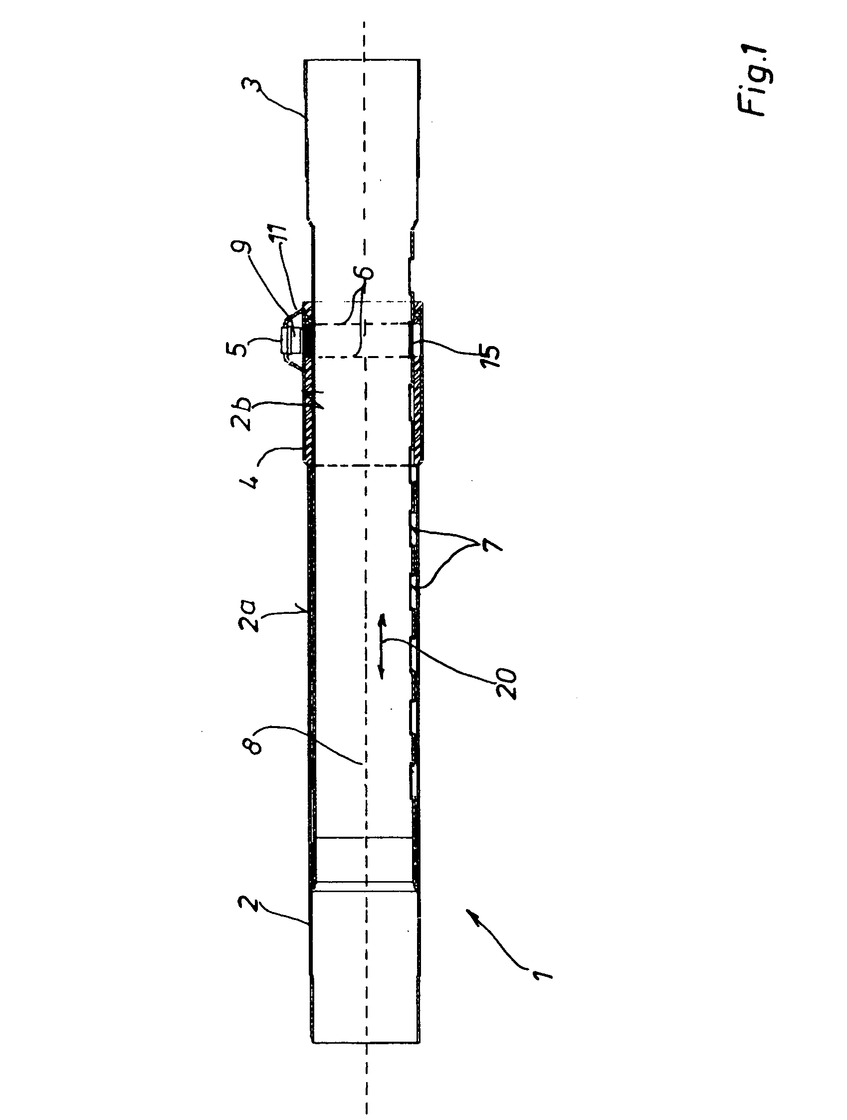 Telescopic vacuum cleaner suction tube with an interlocking element in the form of a bow spring