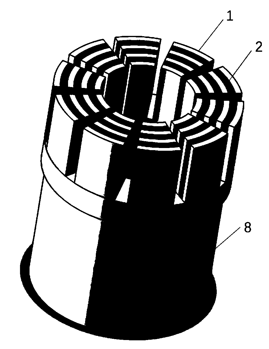 Diamond drilling bit with a plurality of sets of serrated structures automatically formed by weakened matrix with order positioning and manufacture process