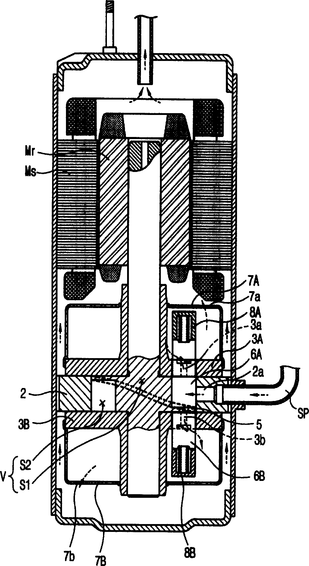 Separate partiton structure of closed compressor