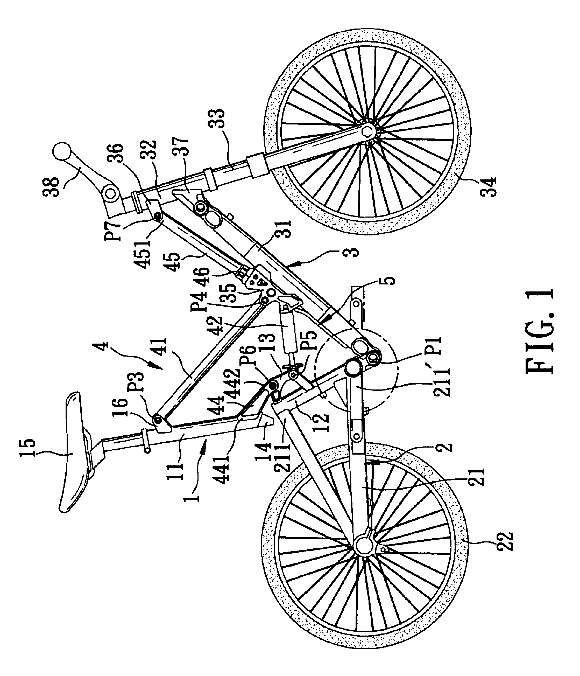 Bicycle foldable to align front and rear wheels along a transverse direction of the bicycle