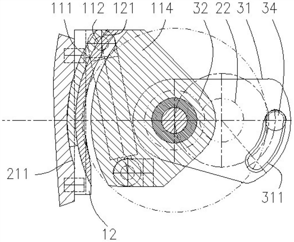 Sliding type crushing mechanism with rocker arm power