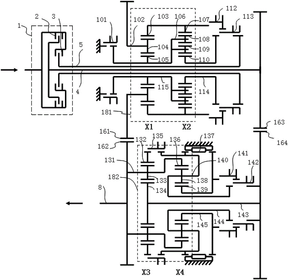 A multi-speed transmission transmission mechanism