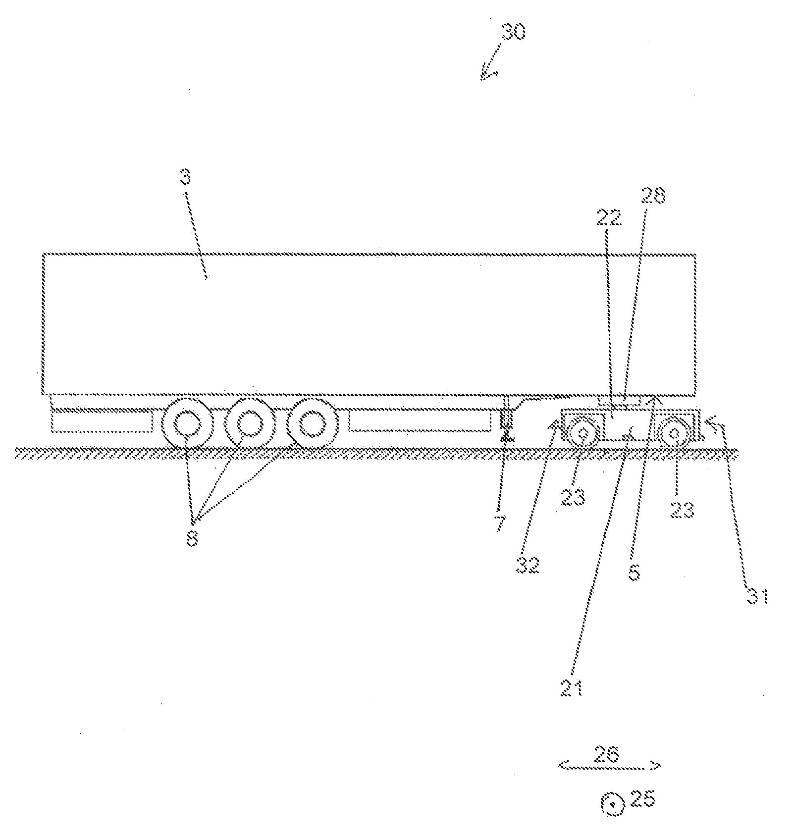 Method and transfer terminal for transferring semi-trailers from railway to roadway, and vice versa and for transporting semi-trailers by rail, as well as traction vehicle for semi-trailers and tractor trailer unit