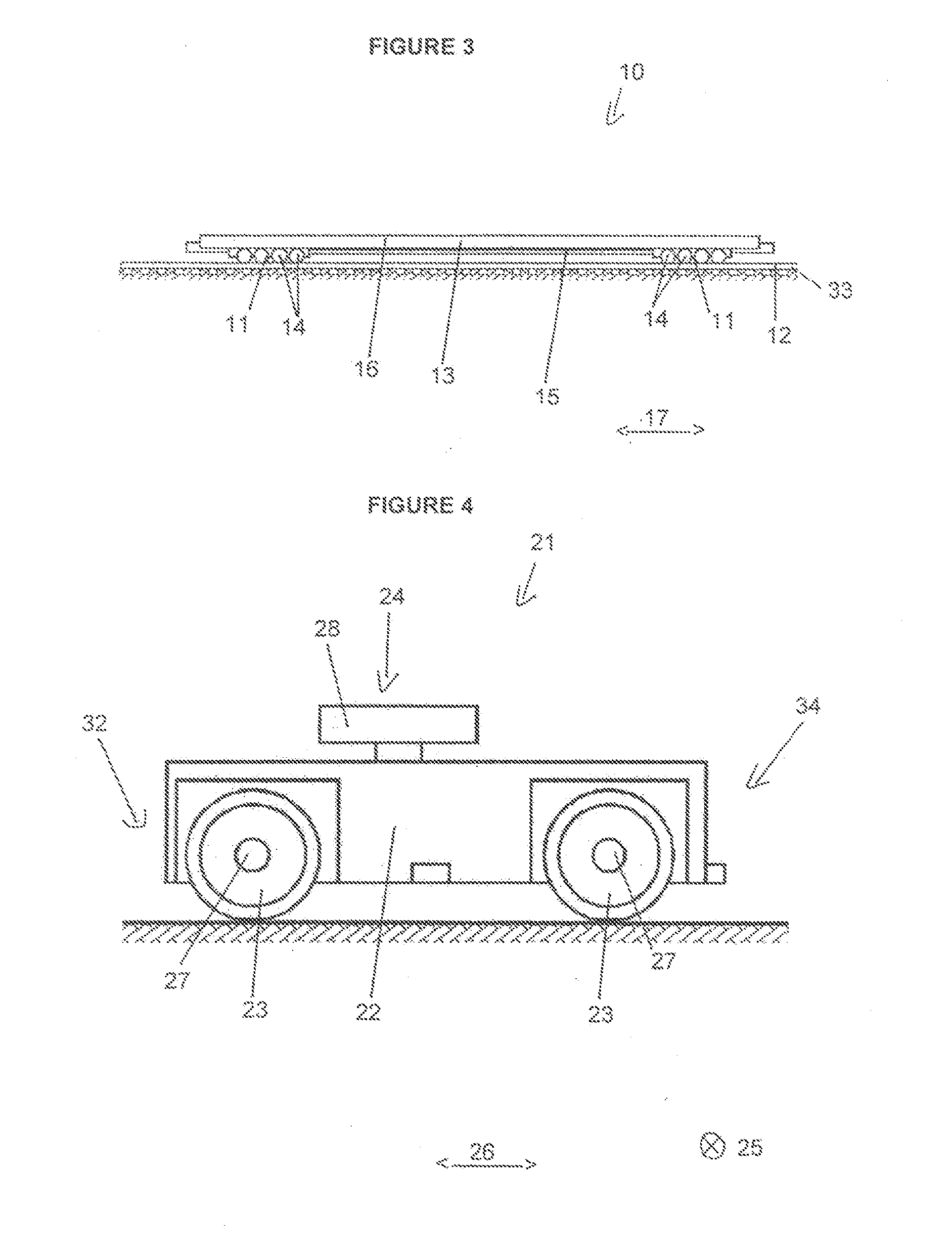 Method and transfer terminal for transferring semi-trailers from railway to roadway, and vice versa and for transporting semi-trailers by rail, as well as traction vehicle for semi-trailers and tractor trailer unit
