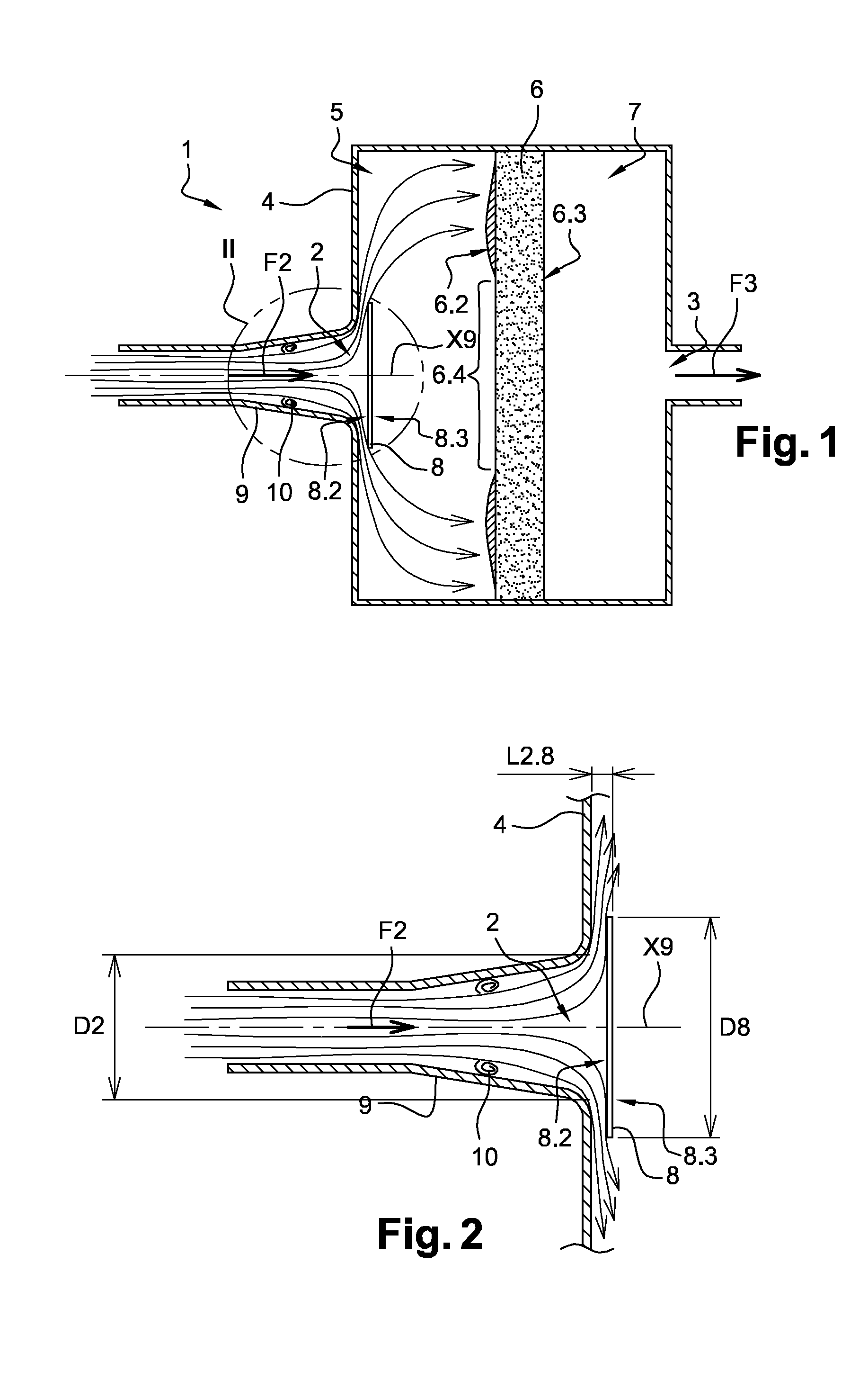 Air filtering device in an air intake line of an internal combustion engine