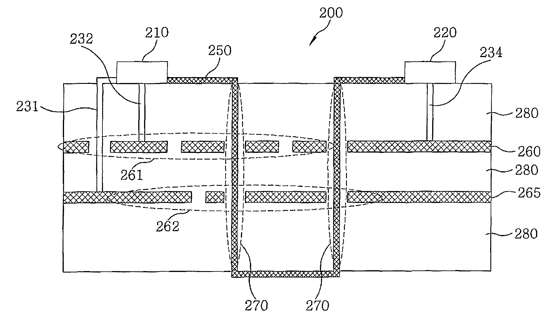 Arrangement structure of electromagnetic band-gap for suppressing noise and improving signal integrity