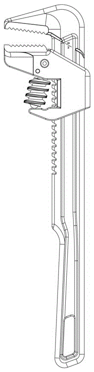 A pipe wrench capable of quickly adjusting the amount of opening