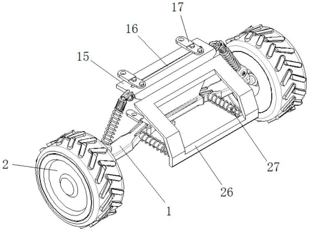 Multi-connecting-rod baby carriage suspension structure with damping and steering limiting functions