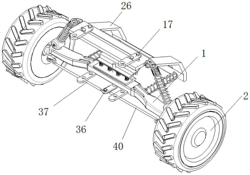 Multi-connecting-rod baby carriage suspension structure with damping and steering limiting functions