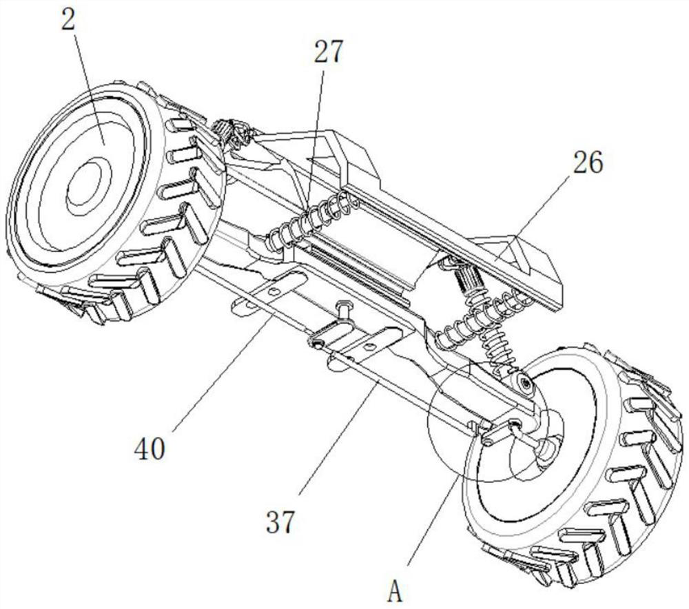 Multi-connecting-rod baby carriage suspension structure with damping and steering limiting functions