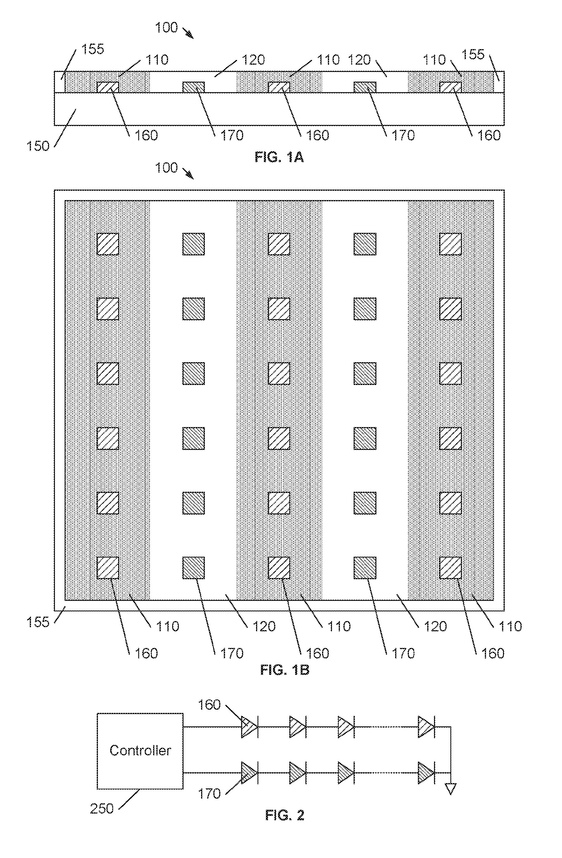 Hybrid chip-on-board LED module with patterned encapsulation