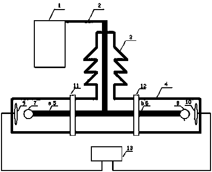 Partial discharge test system with T-shaped structure for gas insulated switchgear under impulse voltages