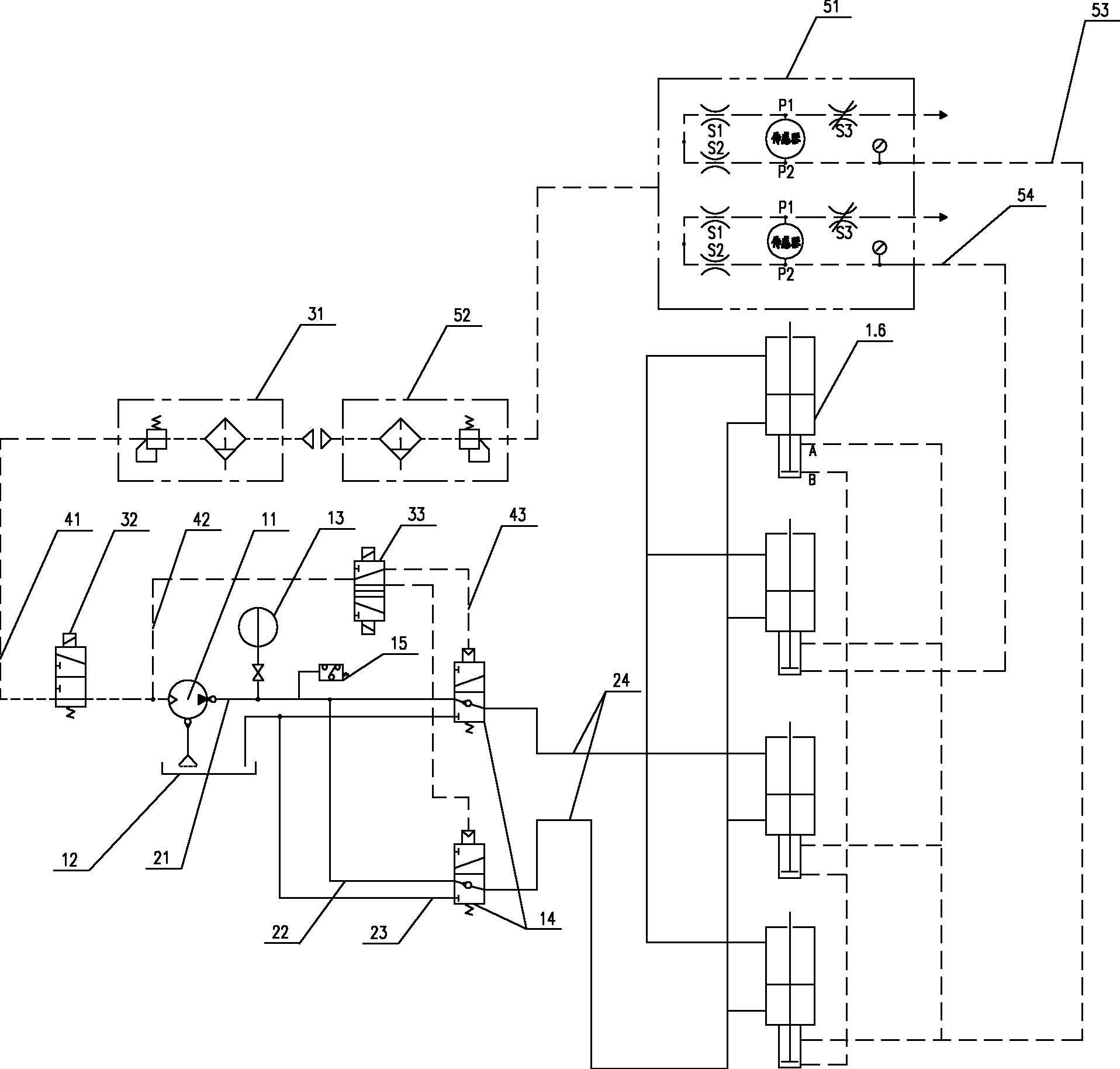 Oil and air hybrid driven lifting control device