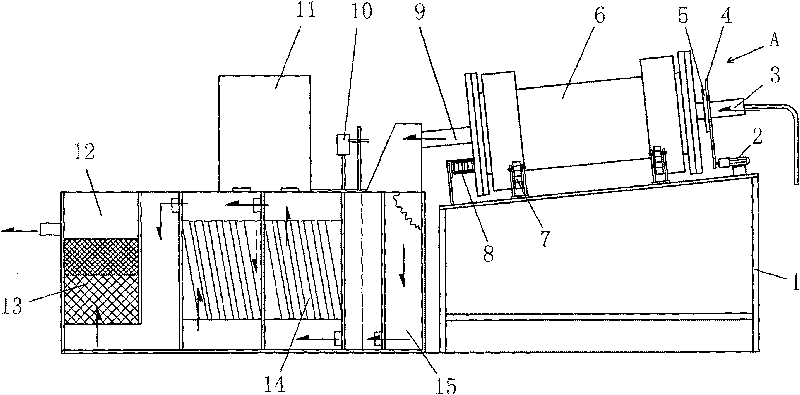 Chrome plating wastewater treatment device by coke-scrap iron method