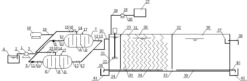 Water treatment system for removing algae by pressure strengthening and sedimentation coagulating and water treatment method