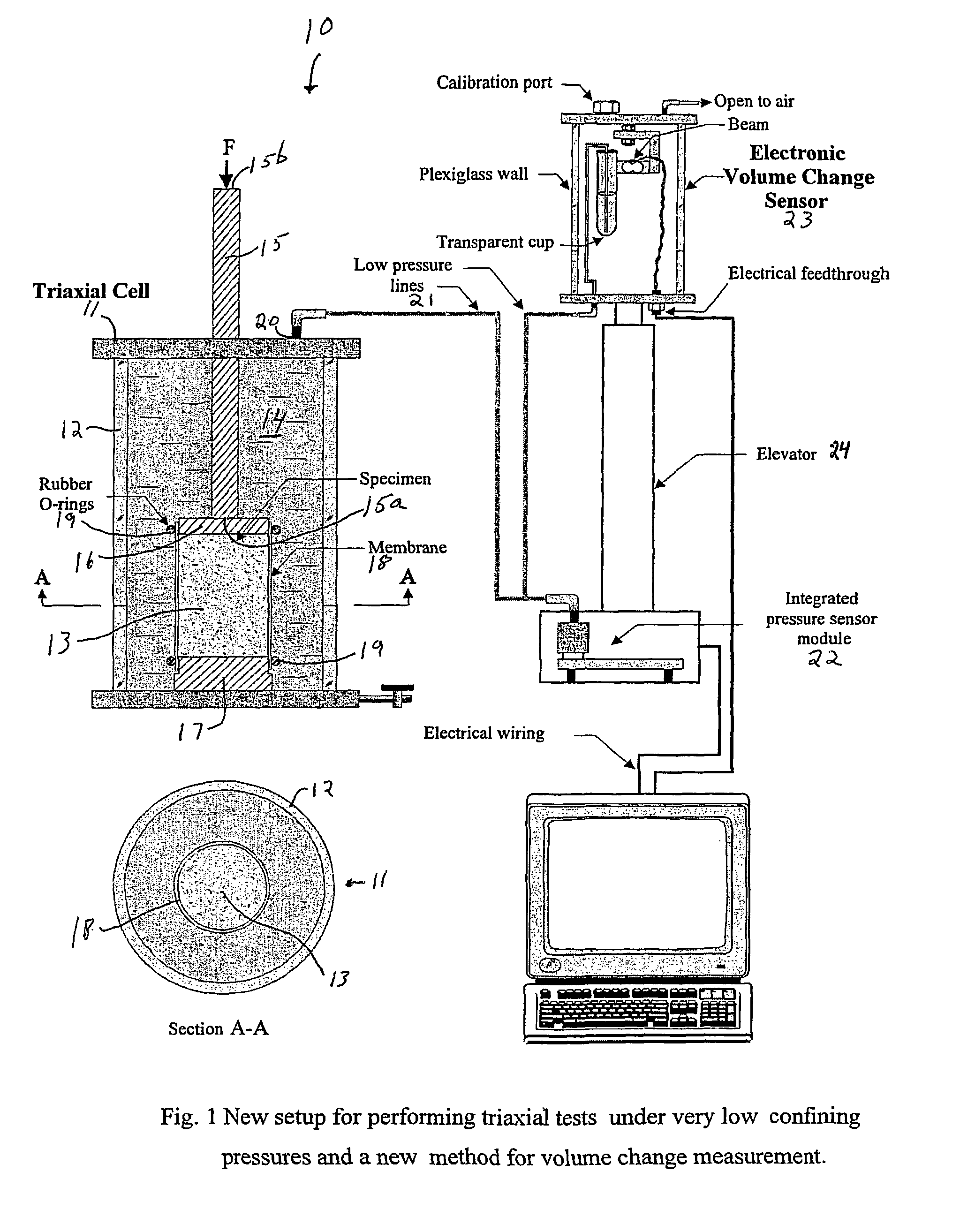 Enhanced triaxial tester with volume change device for measurement of flow properties of dry cohesive particulate systems under low confining pressures