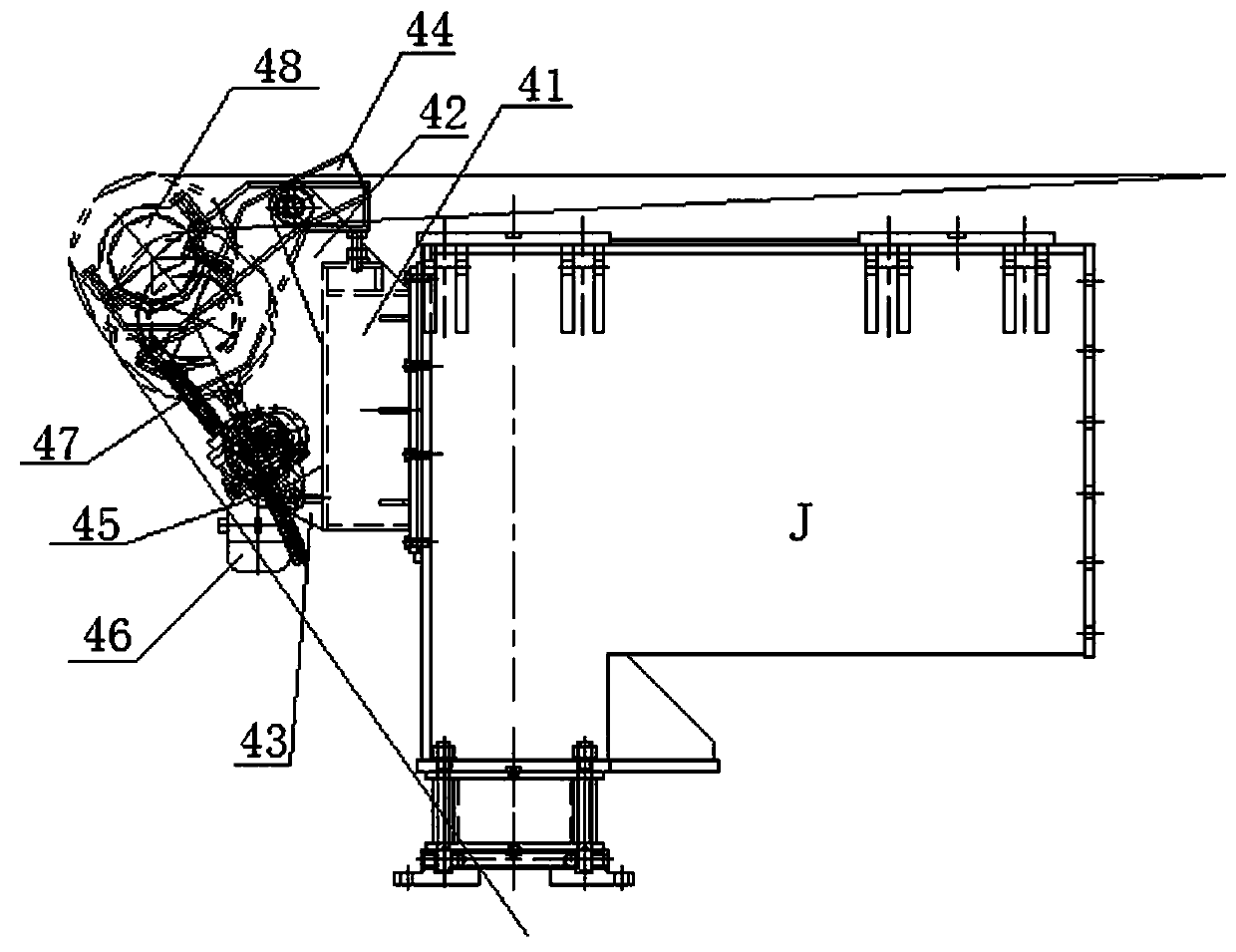 A lower felt guide roller adjustment device