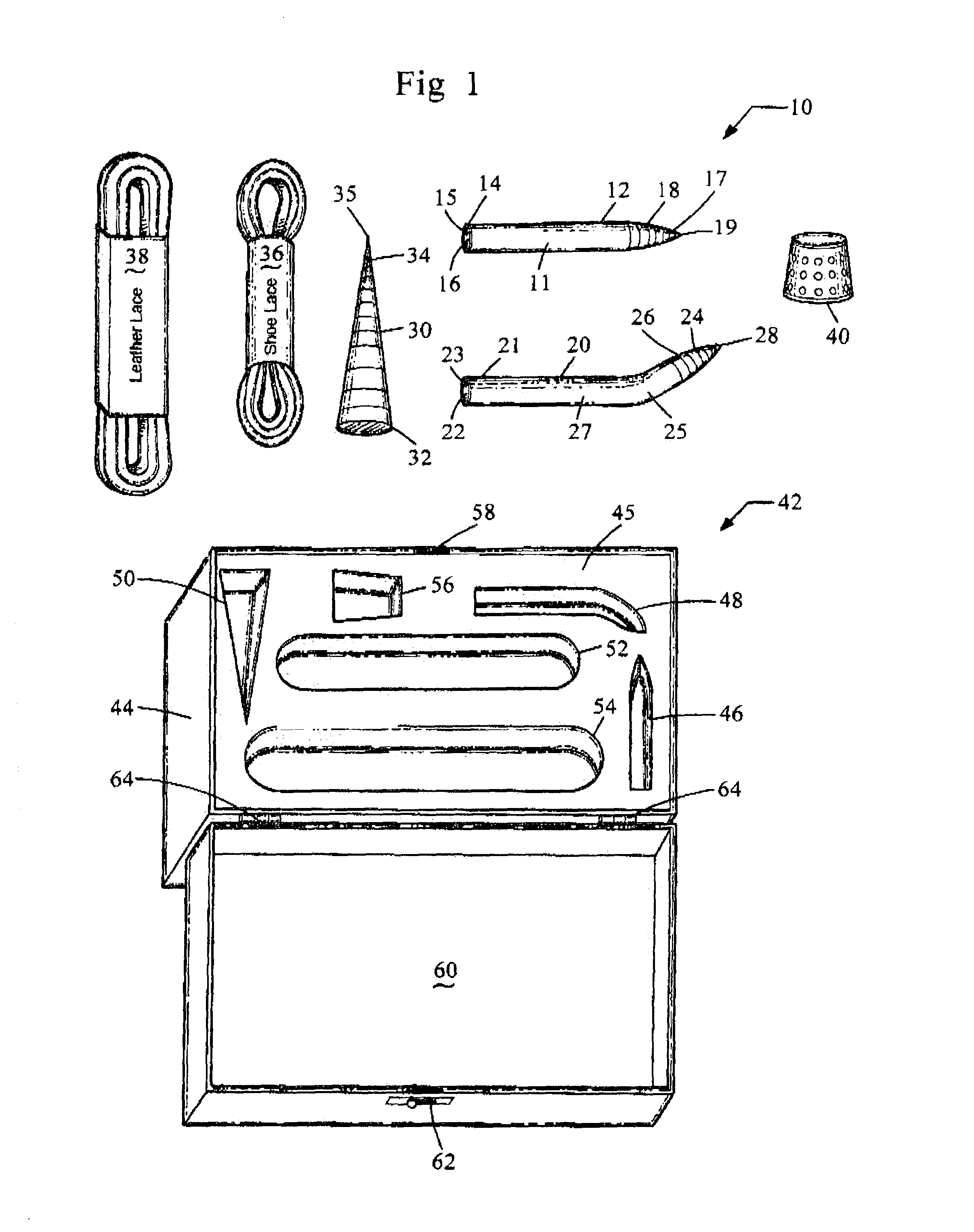 Threading kit and a method for threading an object