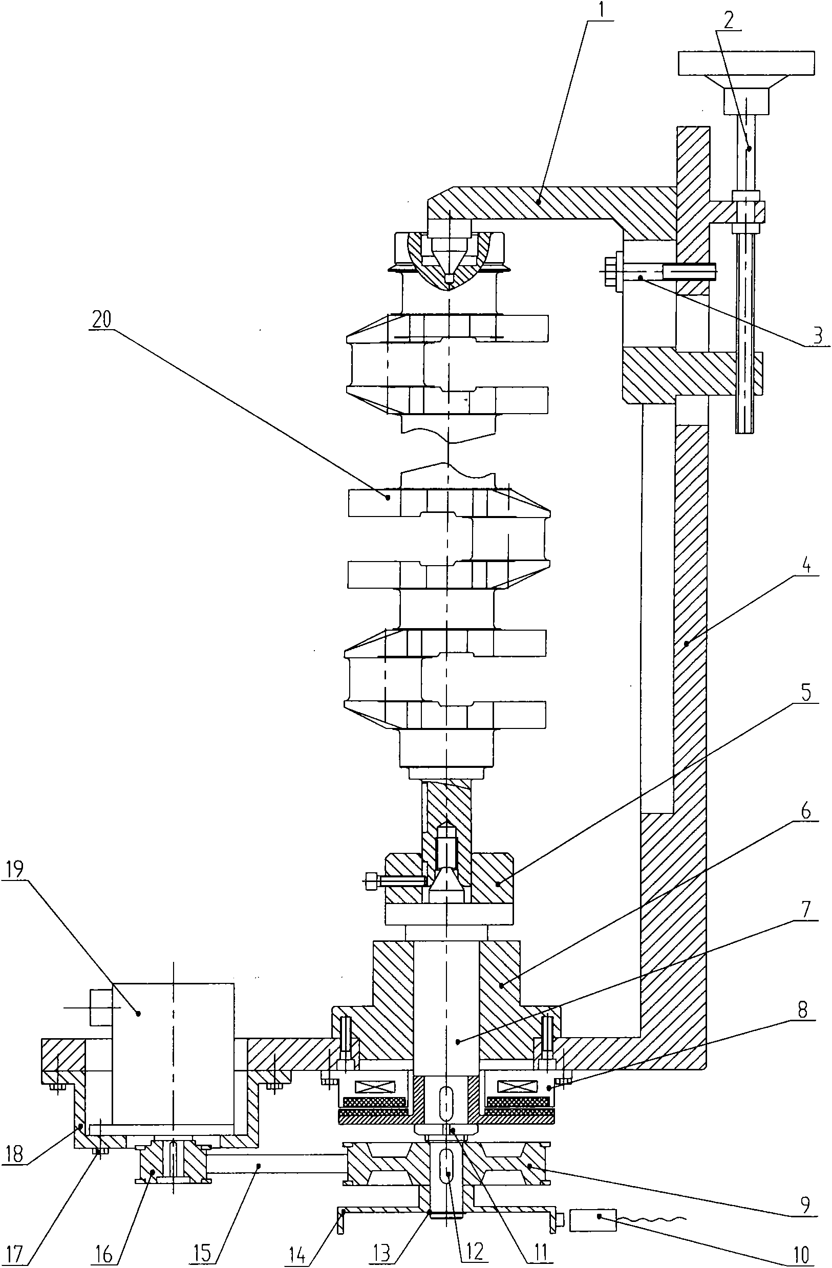 Crankshaft automatic indexing holddown device