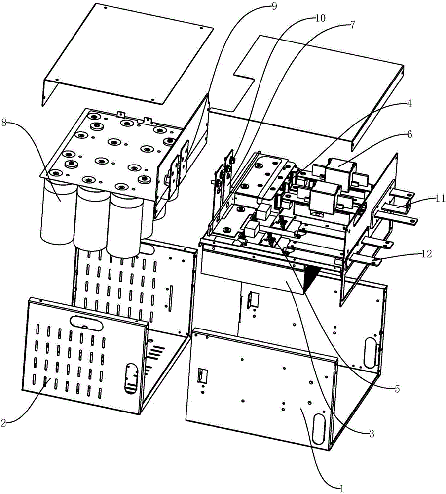 High-power and high-voltage frequency converter power unit of component type thin-film capacitor